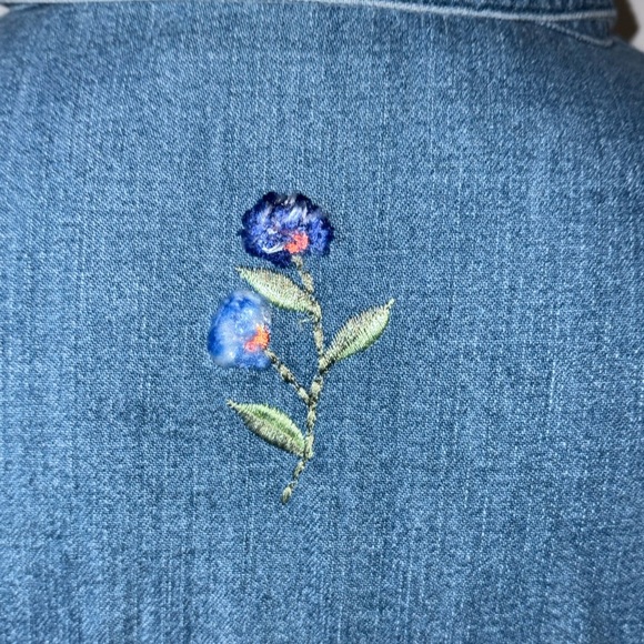 Vintage Cottage Core Embroidered Denim Jacket Large - Picture 7 of 16
